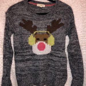 Grey Reindeer Christmas Sweater